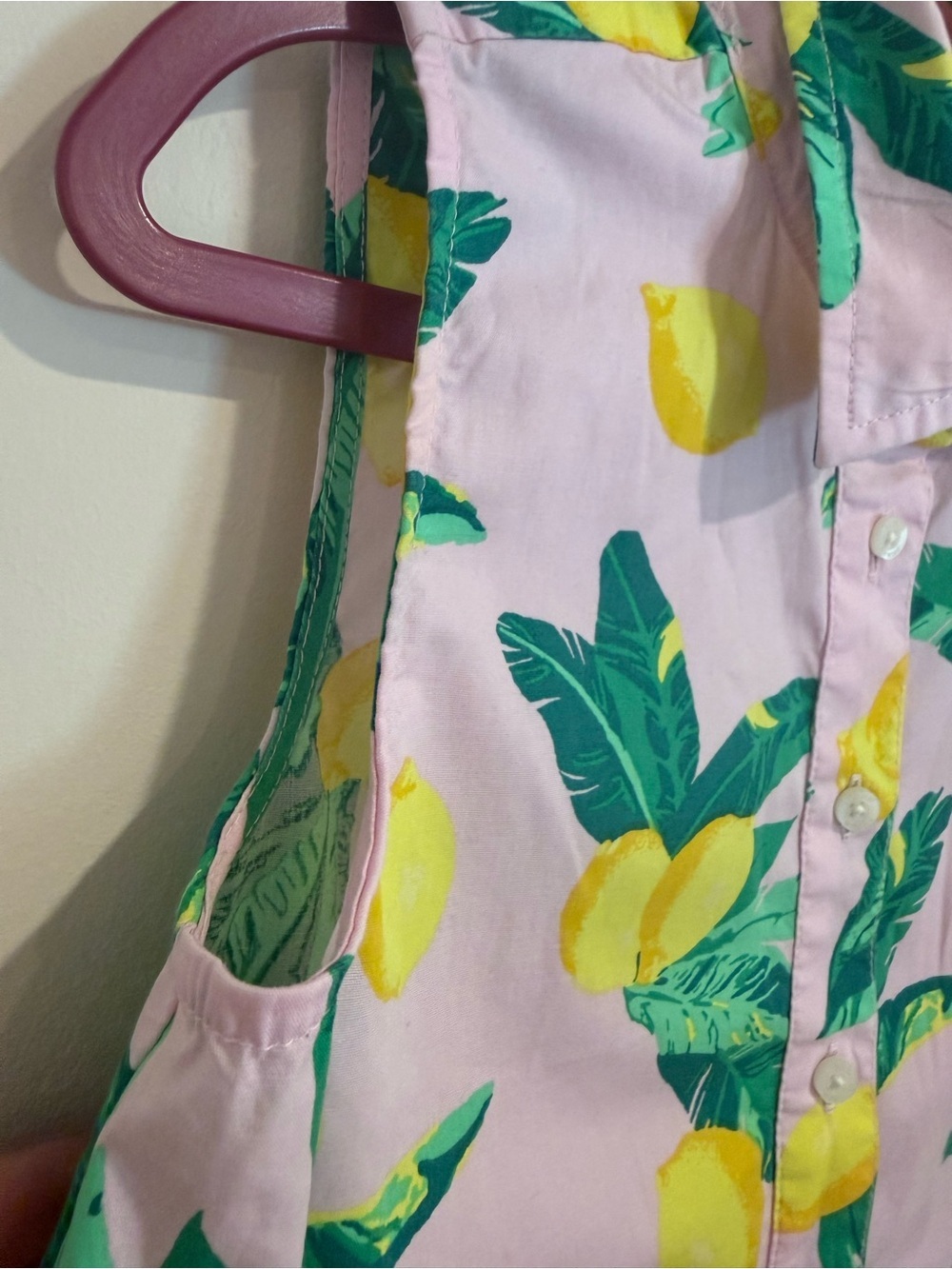 Crewcuts Girls Pink Sleeveless Lemon Print Tie-Front Shirt size 6-7 like EUC - Picture 4 of 6